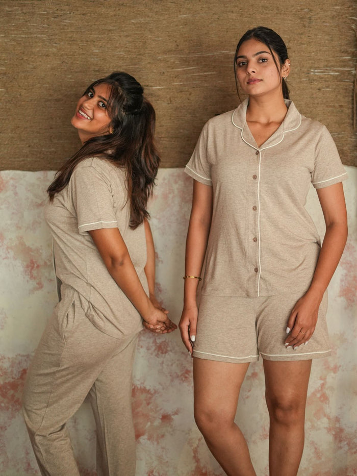 Women's Pyjama 3 pcs set (Oat Melange)