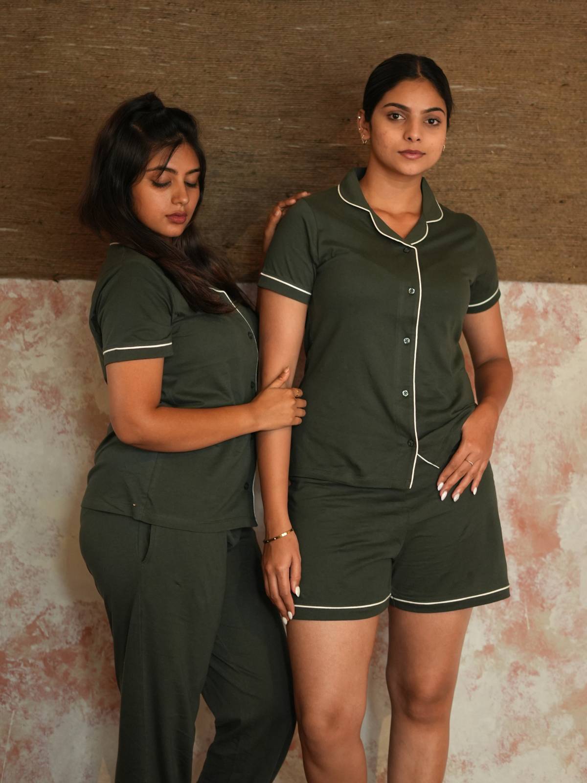 Women's Pyjama 3 pcs set (Olive Green)