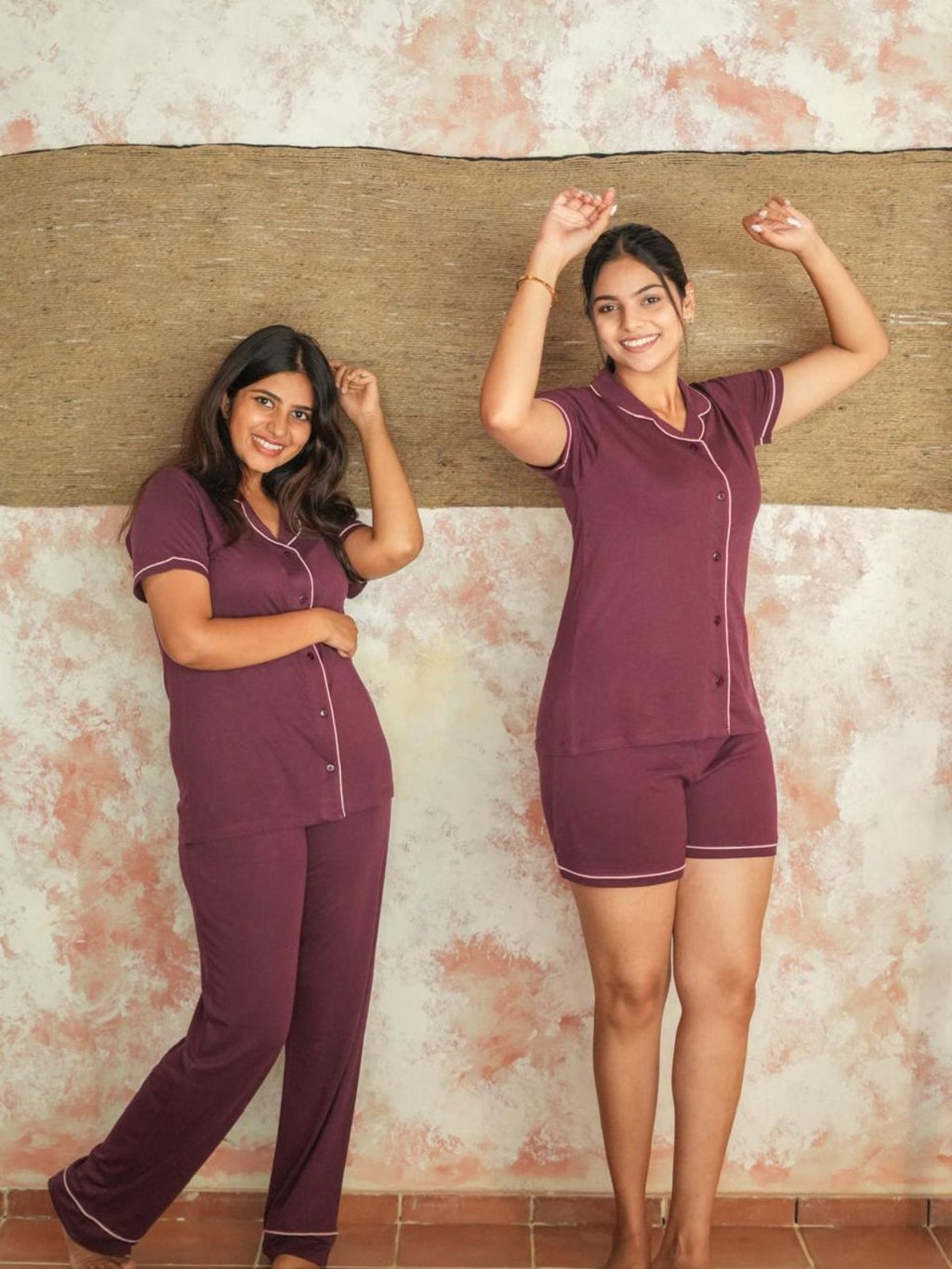 Women's Pyjama 3 pcs set (Burgundy)