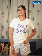 Women's T-shirt & Shorts Set (Lilac)