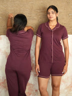Women's Pyjama 3 pcs set (Burgundy)