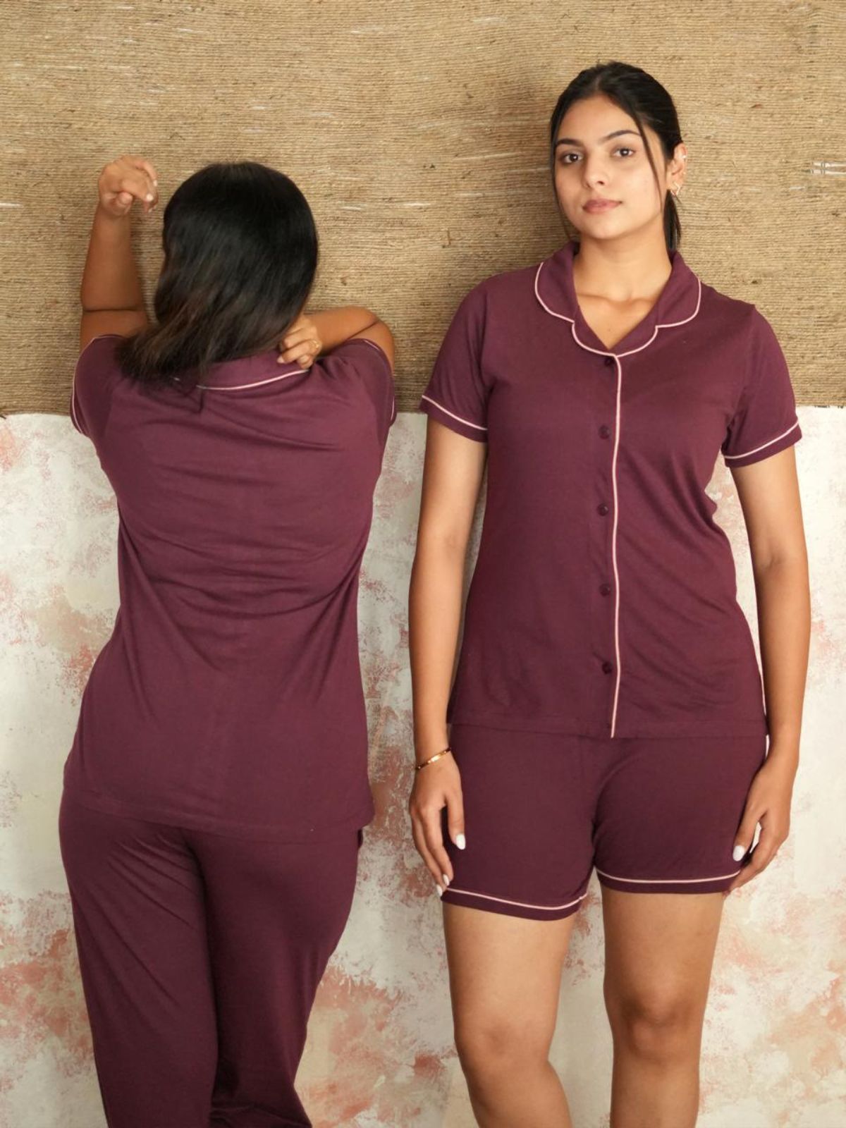 Women's Pyjama 3 pcs set (Burgundy)