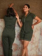 Women's Pyjama 3 pcs set (Olive Green)