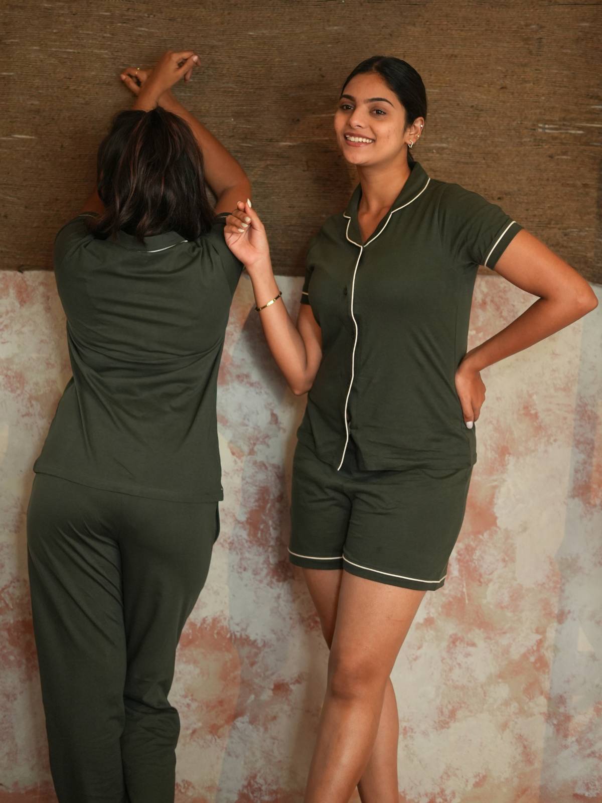 Women's Pyjama 3 pcs set (Olive Green)