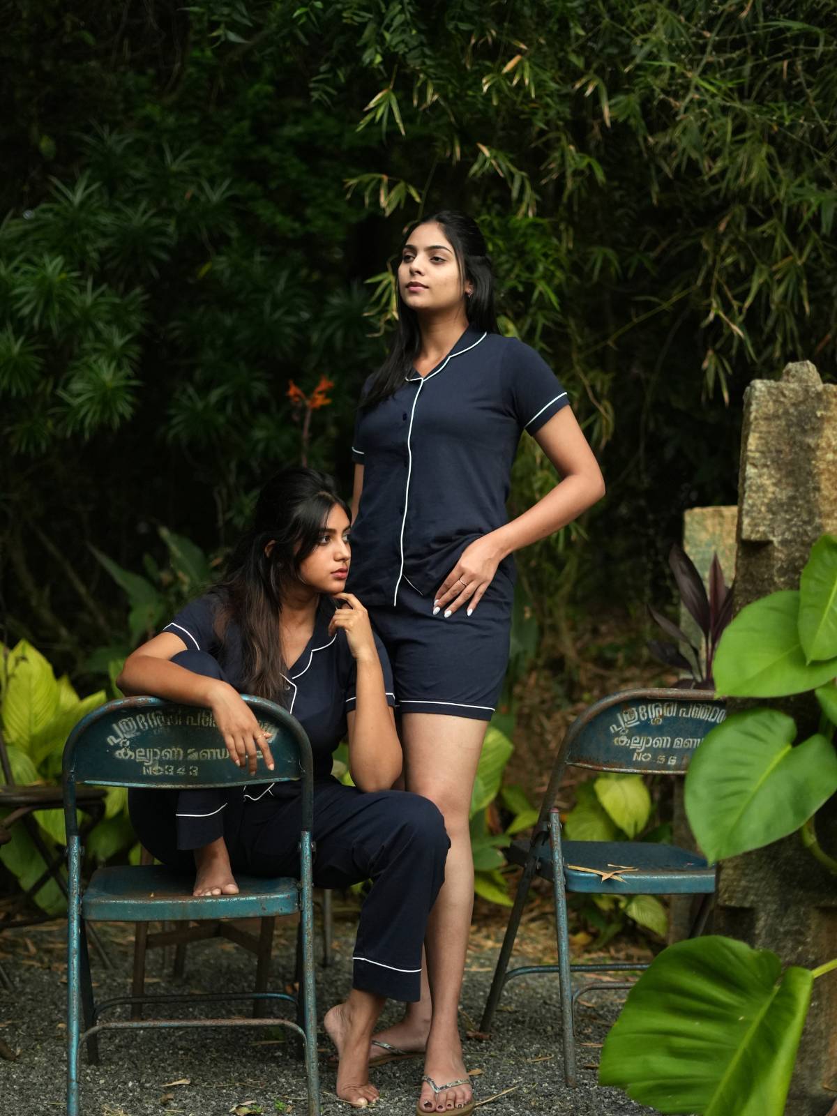 Women's Pyjama 3 pcs set (Navy Blue)