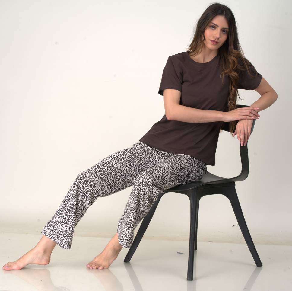Women's Pyjama 2 pcs set (BROWN)