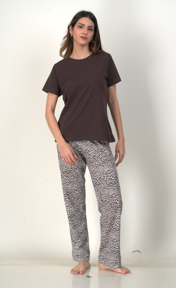 Women's Pyjama 2 pcs set (BROWN)
