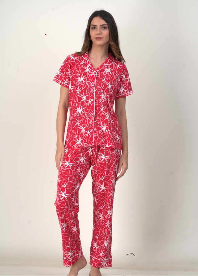 Women's Pyjama 2 pcs set (RED)