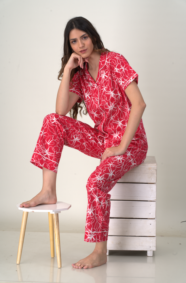 Women's Pyjama 2 pcs set (RED)
