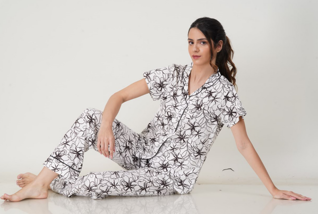 Women's Pyjama 2 pcs set (WHITE)
