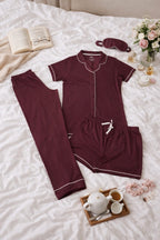 Women's Pyjama 3 pcs set (Burgundy)
